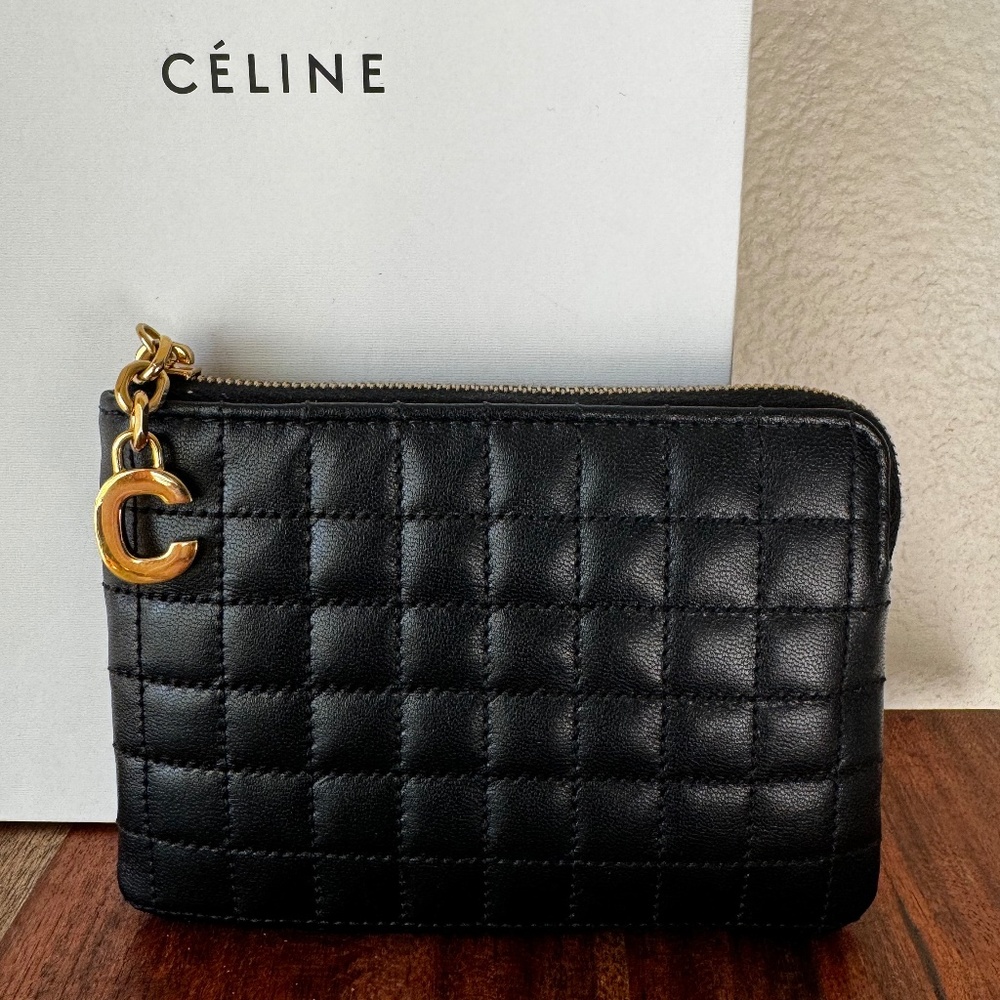 Celine C Charm Small Quilted Card Case Pouch